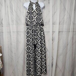 NWT As U Wish Black White Boho Sleeveless Mandala Shorts Romper Maxi Skirting L